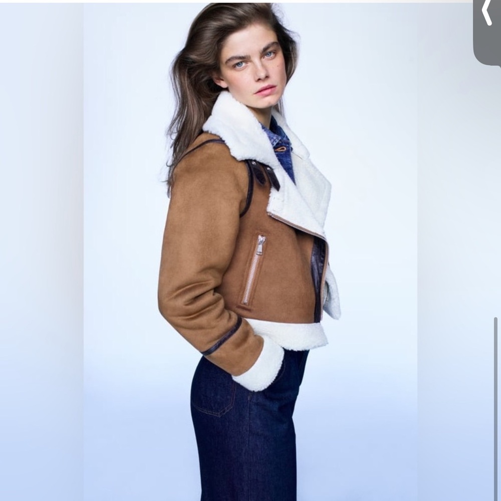 COPY - Zara moto sherpa jacket size M